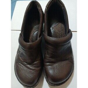 B.O.C. by Born "PEGGY" Slip On Brown Leather Clog Mule Shoes Size 7.5